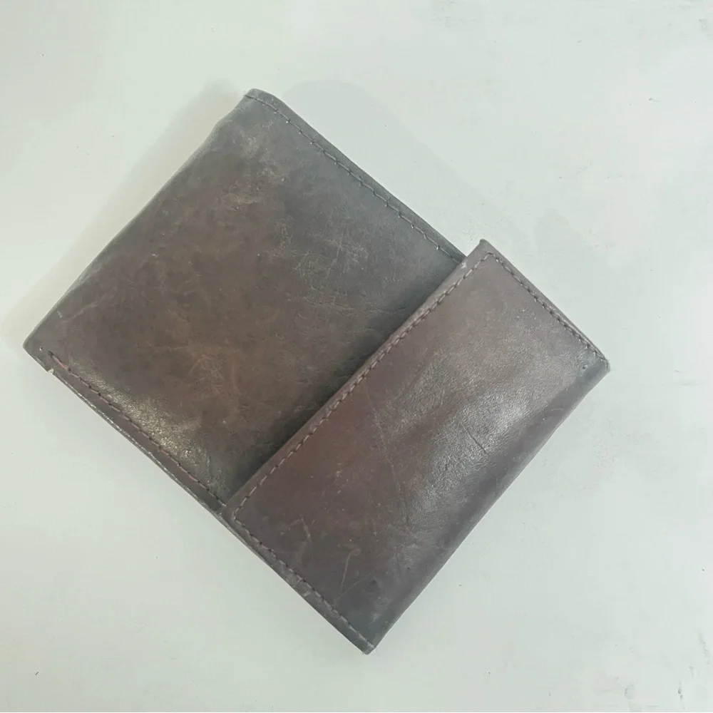 Hand Crafted Genuine Leather Mens Wallet Slim Trifold Wallets With ID Window
